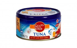 Golden Prize Tuna Flakes in Oil with Red Chili  Tin  185 grams